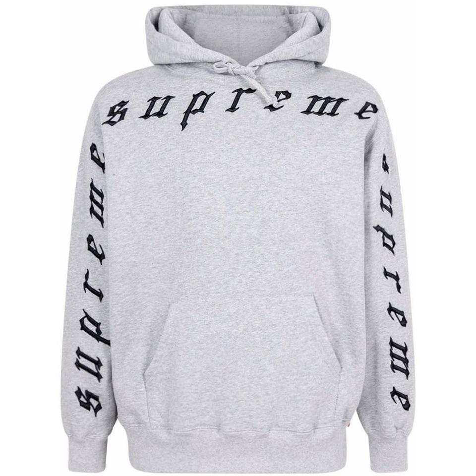 Sweat à Capuche Supreme Logo Grise | IQE-16524809