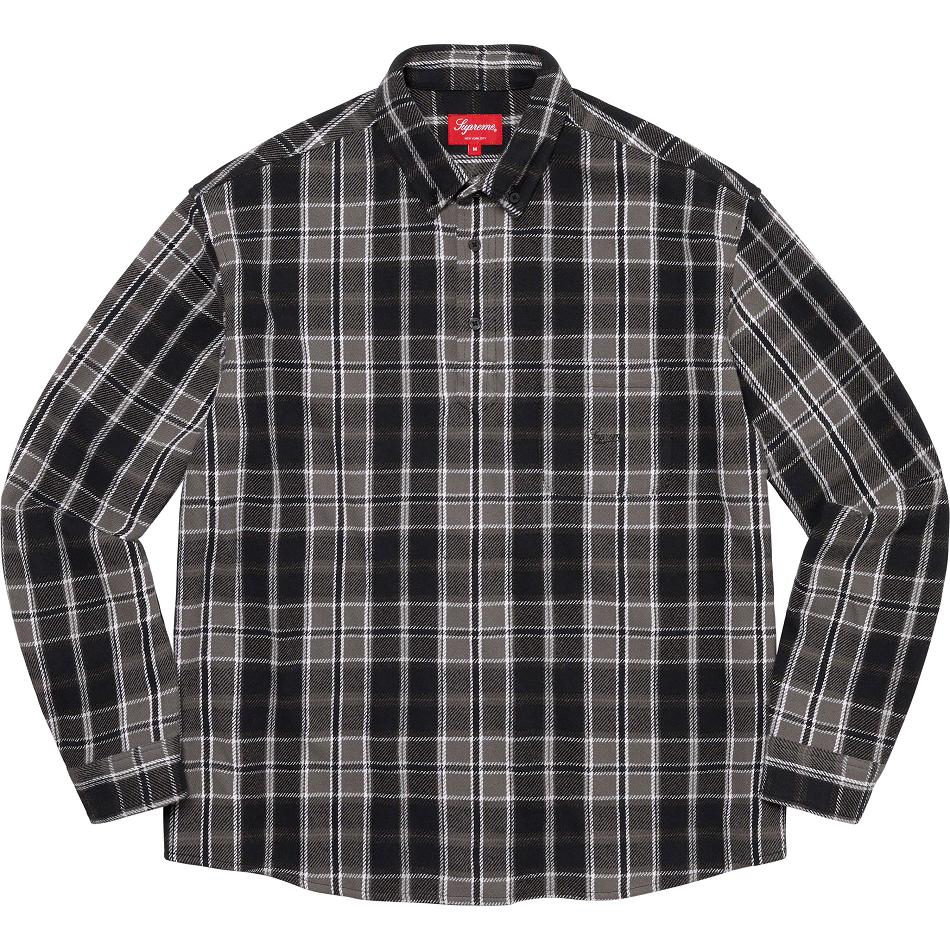 Chemises Supreme Pullover Plaid Flannel Noir | IZW-24319371