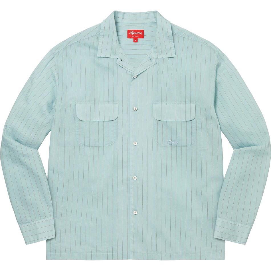 Chemises Supreme Pinstripe Linen Bleu | FEJ-98027291