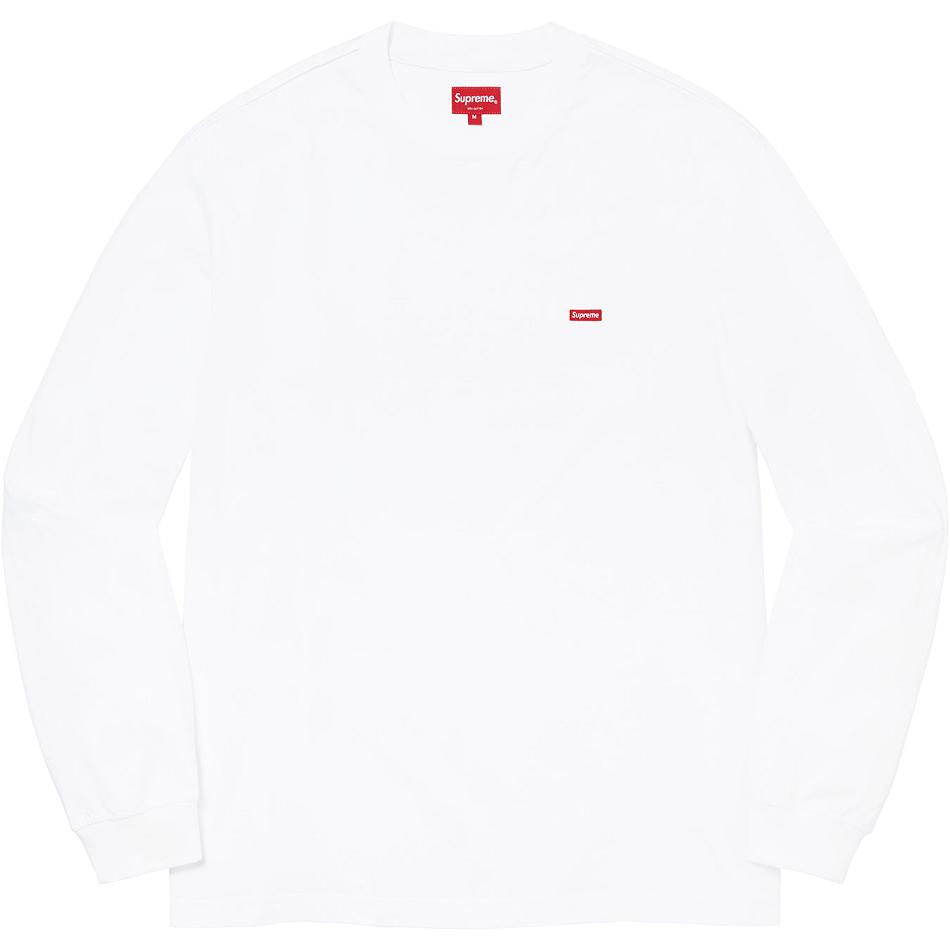 Chandails Supreme Small Box L/S Tee Blanche | BAP-01054496