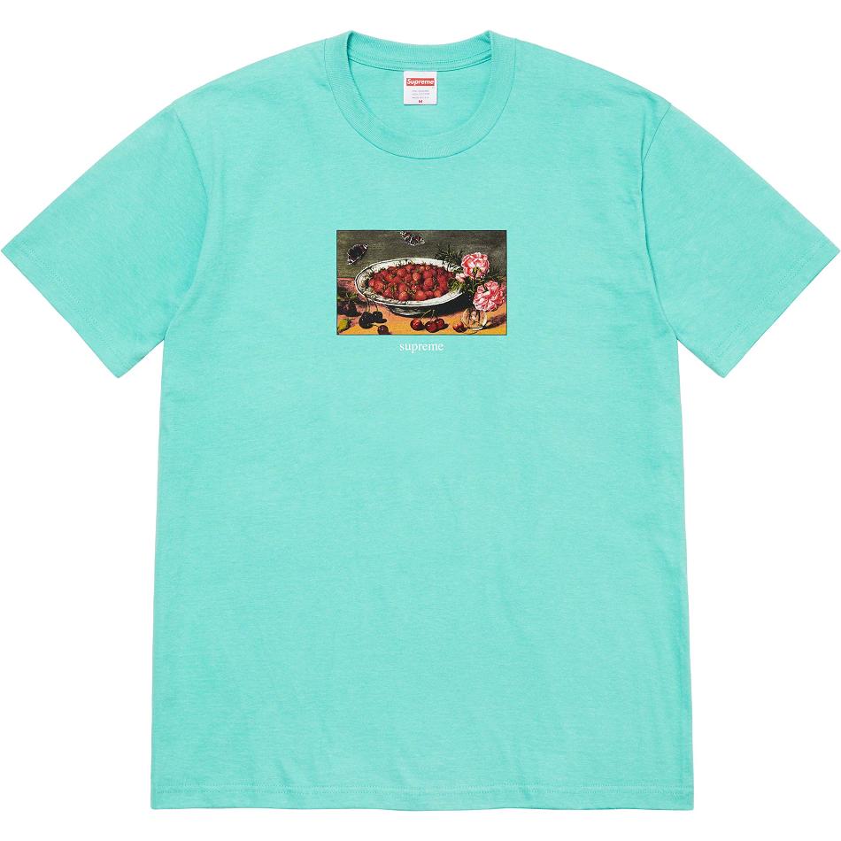 T Shirts Supreme Strawberries Tee Aqua | LBE-34368861