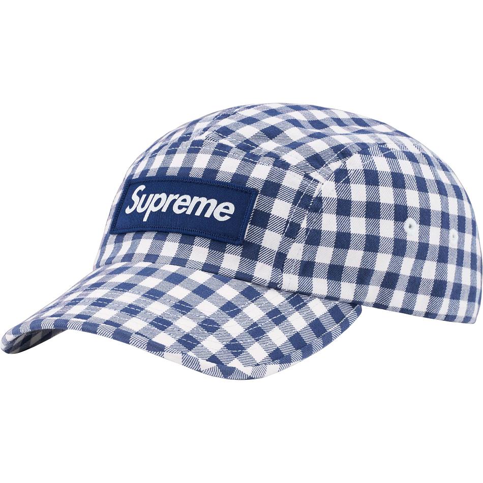 Chapeaux Supreme Gingham Camp Cap Bleu | LCQ-86348869