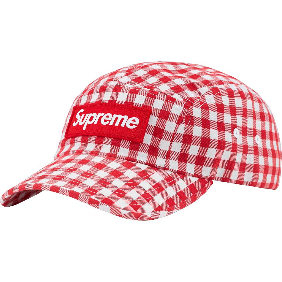 Chapeaux Supreme Gingham Camp Cap Rouge | GHZ-09886238