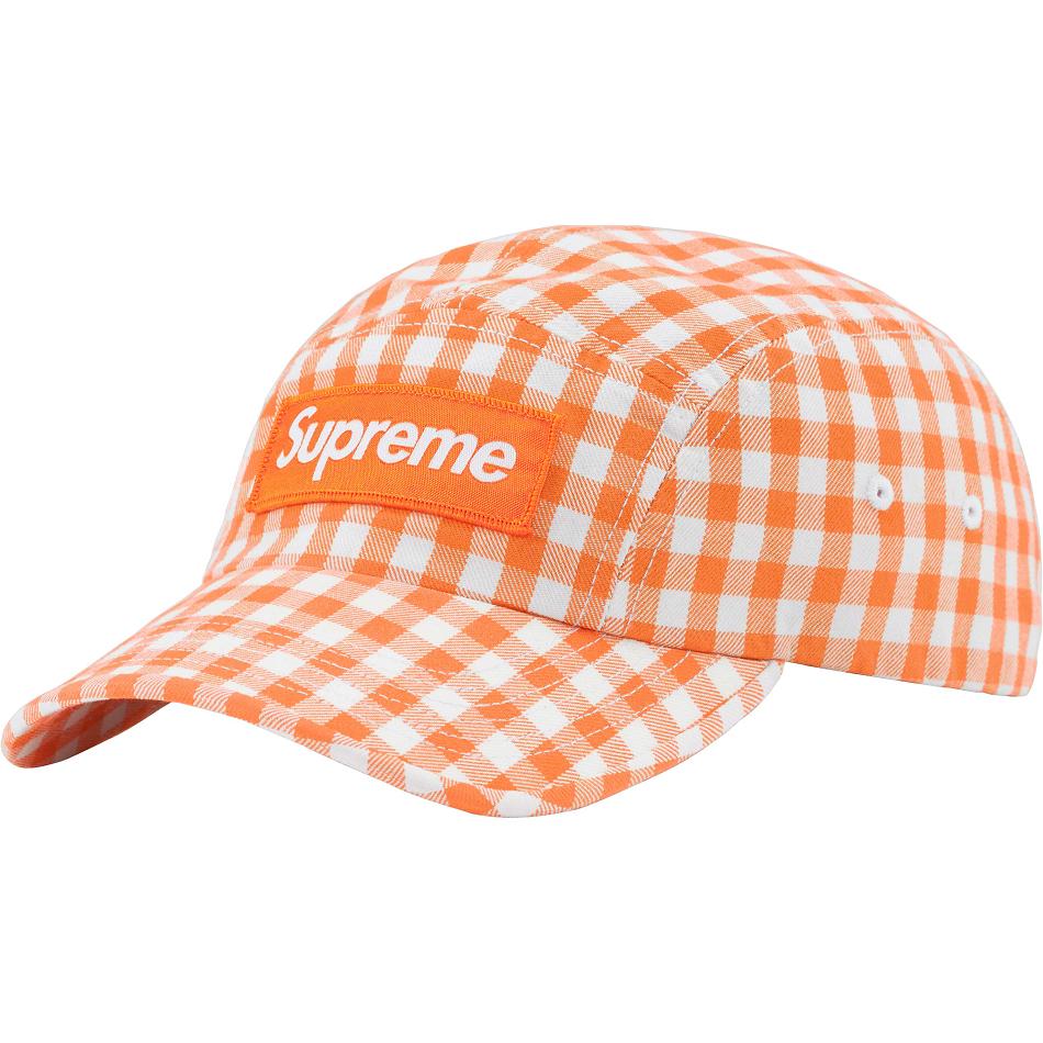 Chapeaux Supreme Gingham Camp Cap Orange | EYN-55826985