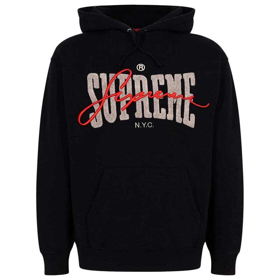 Sweat à Capuche Supreme Embroide Chenilles Noir | PFQ-11920419